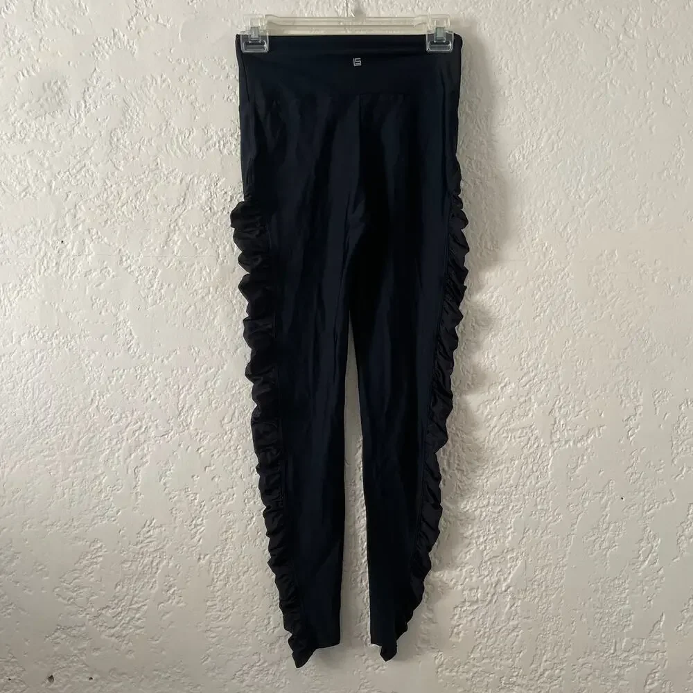 Lanston Sport Black Ruched Leggings Athleisure Workout Athletic Size Small - Picture 6 of 7
